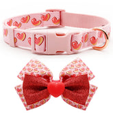 Azuza Valentines collar with removable bowtie for everyday stylish outings.