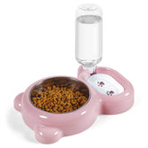 Azwraith pink cat-dog bowl set water dispenser enables easy pet hydration.