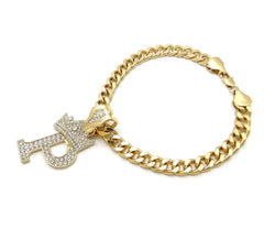 Ba Unique Fashion 14k gold color plated chain shown on a pet necklace.