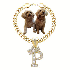 Ba Unique Fashion initial letter Cuban chain pendant close-up for personalized pet style.