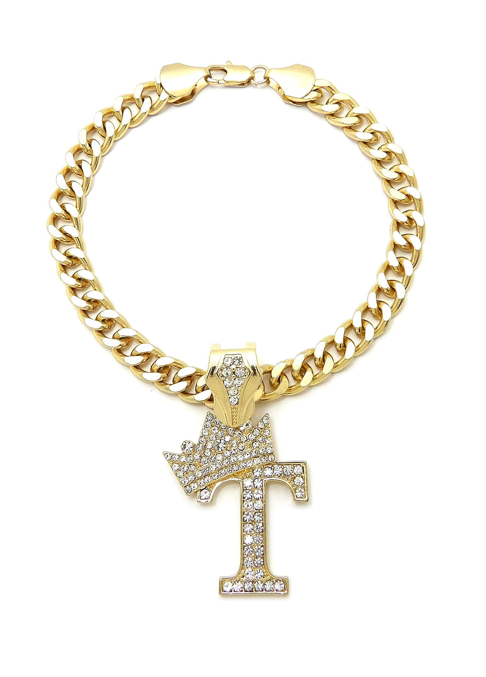 BA UNIQUE FASHION initial-letter Cuban chain pendant front view with personalized pet style