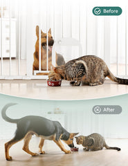 BABELIO cat door on gate, adjustable left-right to separate pets.