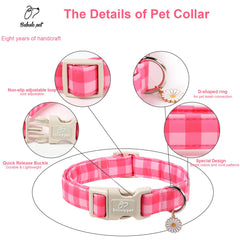 Babole Pet checkerboard pink collar showcasing trendy spring-summer look