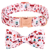 Babole Pet pink snowman collar with bow tie, adjustable fit for small dogs.