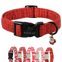 Babole Pet Christmas collar for large dogs in red braided print for festive photos.