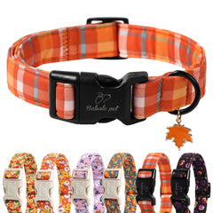 Collar Babole Pet con cuadros naranja y talla extragrande, ideal para paseos diarios.