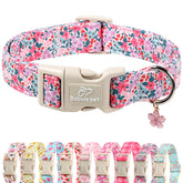 Babole Pet floral dog collar with pastel wildflowers adds charming spring look for photos and walks