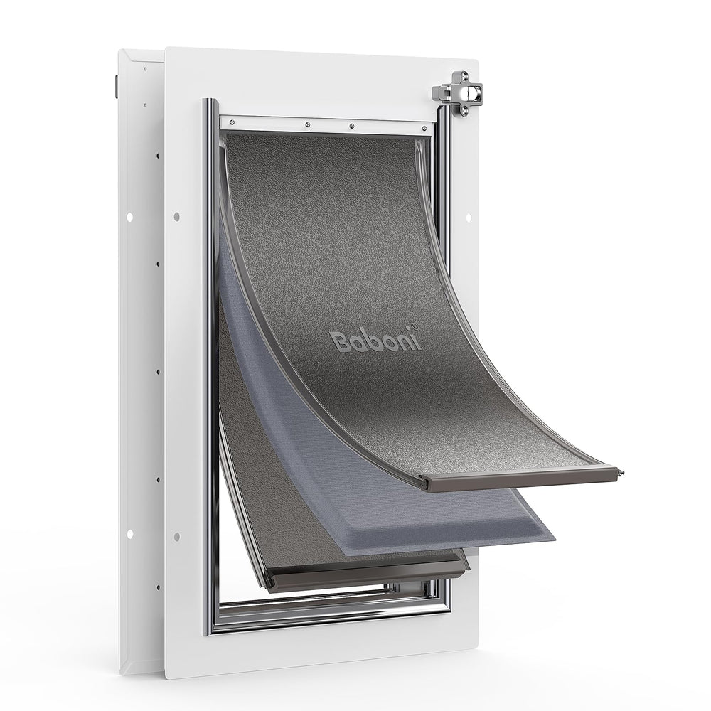 Baboni 3-flaps design pet door reduces drafts while easing access.