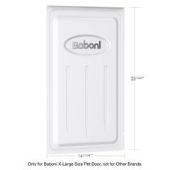Baboni X-Large pet door cover installed on wall, rust-proof durability supports secure blocking.