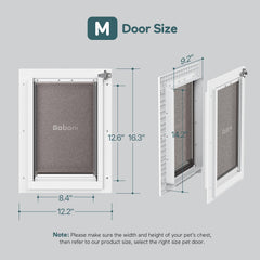 Baboni pet door durable plastic frame highlighting weather resistance