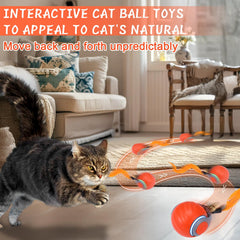 BABORUI cat toy ball in blue mode with activating lights.