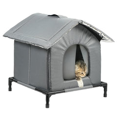 Babyye Outdoor Cat House front view compact footprint for porches and backyards