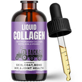Back 40 Dogs liquid collagen bottle closeup for healthy skin and joints