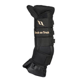 Back on Track Royal Quick Wraps Deluxe side view in black for secure leg protection during turnout.