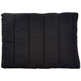 Back on Track Therapeutic Mini Blanket rolled for neck rest to ease neck tension.