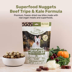 BADLANDS RANCH beef-tripe-liver closeup—protein-packed bites to support active dogs.