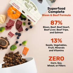 BADLANDS RANCH Superfood Complete image showing beef heart and liver for organ-rich nutrition.
