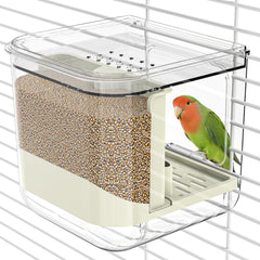 BAGHPBM No Mess Automatic Bird Feeder hanging with stable hooks for easy cage setup and feeding
