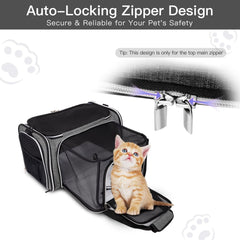 BAGLHER cat carrier removable pads provide plush comfort on long journeys.