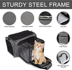 BAGLHER cat carrier breathable mesh offers visibility and ventilation during trips.