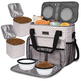 BAGLHER dog travel bag opened shows full interior organization for easy packing.