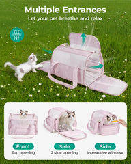 BAGSMART Cat Carrier anti-collapse frame reduces escape risk during transit.