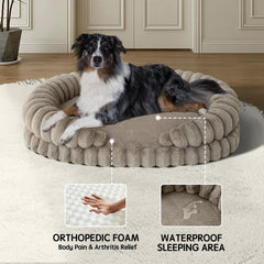 BALANCE dog bed side bolster supports neck alignment for curling dogs.