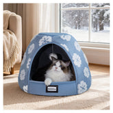 BALANCE Cat Bed blue cave entrance offers a cozy hideaway for indoor cats.