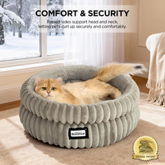 BALANCE cat bed milk plush closeup highlights ultra-soft texture for pets