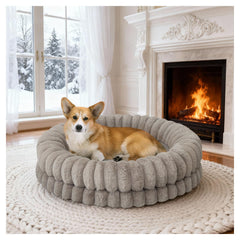 BALANCE Luxury Donut Bed front view showing curling comfort for small to medium dogs.