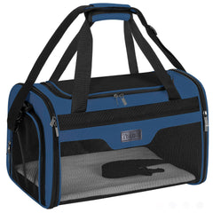 BALEINE Cat Carrier with mesh sides provides airflow and visibility for small pets.