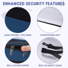 BALEINE Cat Carrier safety zippers ensure secure closure during travel.