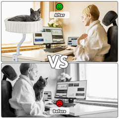 BALORAY Cat Desk Bed metal tray provides firm platform for naps