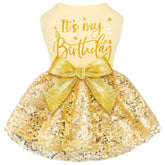 Baobicute birthday dress front view shows sparkly party-ready design for dogs.