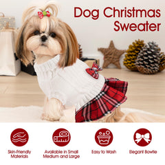 BAOBICUTE Christmas sweater with plaid hem ready for holiday photos