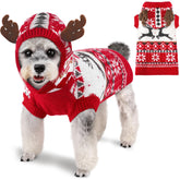 BAOBICUTE dog Christmas sweater in red pattern for festive outings.