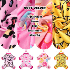 BAOBICUTE duck-pattern dog pajamas suit playful pups for naps and car rides.