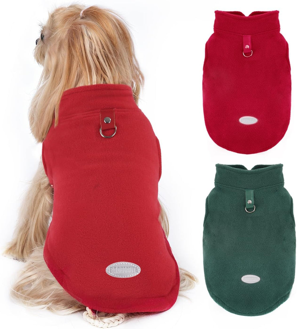 BAOBICUTE fleece dog sweater with back-leash hole for quick leash attachment during walks