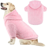 BAOBICUTE fuzzy dog hoodie with double-sided-plush keeps dogs warm during winter walks.
