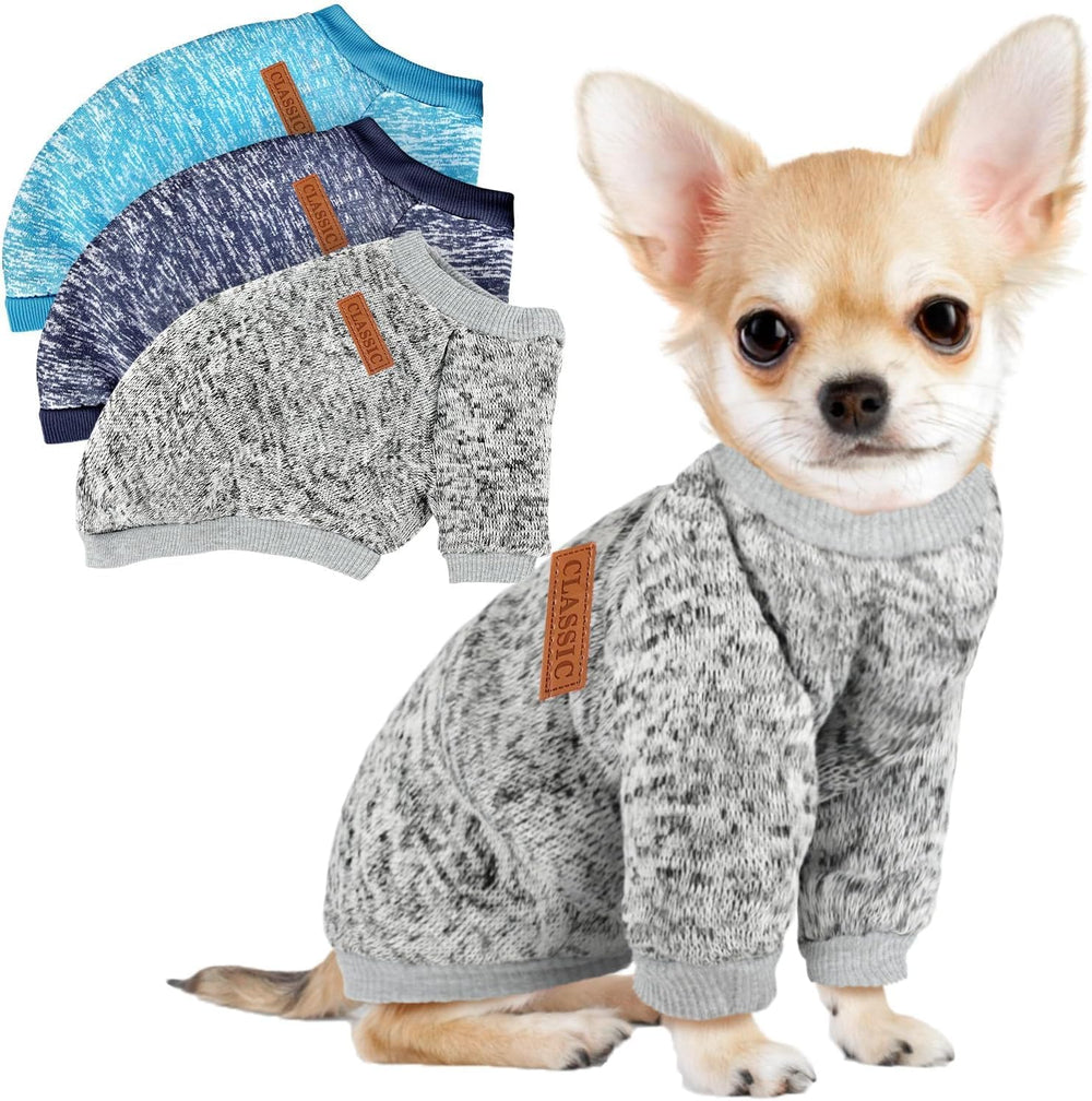 Baobicute three-pack dog sweaters in navy show cozy warmth for small dogs