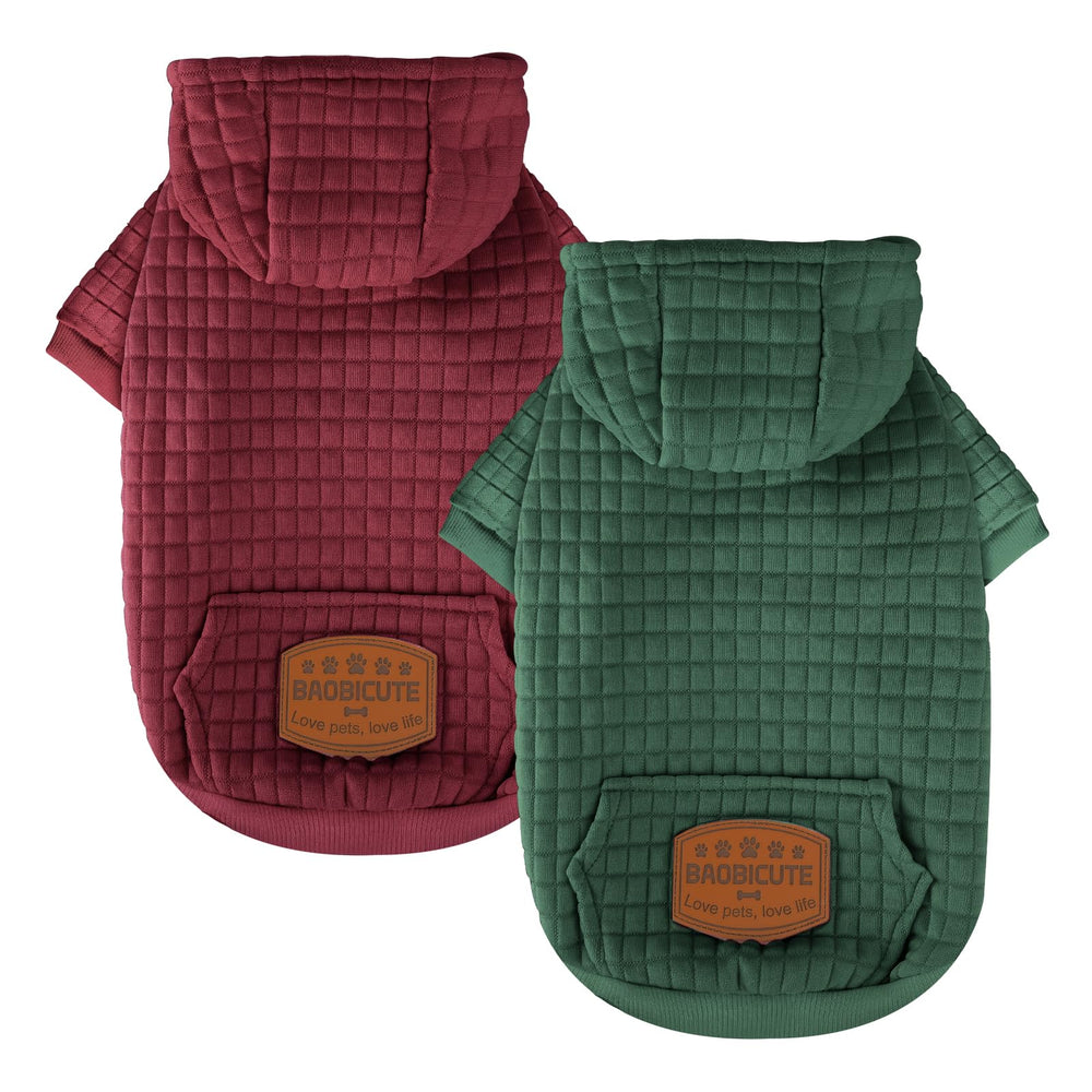 BAOBICUTE two-pack dog hoodie in dark green, cozy warmth for daily walks.