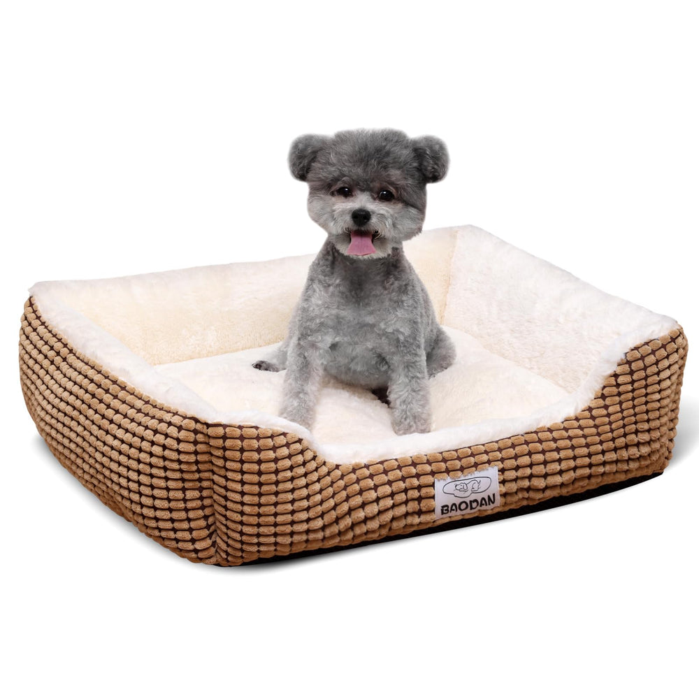 Baodan dog bed 25 inch coffee front view highlights cozy plush and orthopedic support for dogs