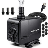 BaoZqua 580GPH pump front view shows compact size for 40-110 gallon tanks.