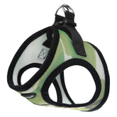 Bark Appeal green camouflage step-in harness offers soft vest comfort for walks