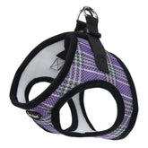 Bark Appeal Lavender Plaid Step-in Harness front view shows soft vest comfort for small to medium dogs