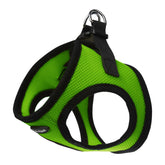 Bark Appeal lime-green step-in harness, front view, breathable mesh for daily comfort.