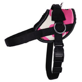 Bark Appeal pink camo harness closeup highlighting soft mesh padding for comfort.