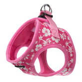 Bark Appeal pink hibiscus harness hero view showcases secure, stylish walking comfort for small to medium dogs.