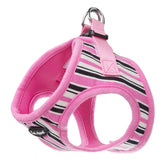 Bark Appeal Pink Stripe Step-in Harness front view showing adjustable fit for small dogs