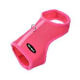 Bark Appeal pink wrap-n-go harness close-up showcases breathable soft mesh for comfy wear.